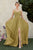 Cinderella Divine - CJ534 Long Pleated Metallic High Slit Dress In Gold