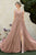 Cinderella Divine - CJ534 Long Pleated Metallic High Slit Dress In Pink