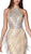 Cinderella Divine - CK820 Geo-Beaded High Halter Fringed Gown In Neutral