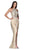 Cinderella Divine - CK820 Geo-Beaded High Halter Fringed Gown In Neutral