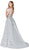 Cinderella Divine - CK831 Plunging Embroidered Floral Lace Gown In Silver