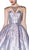 Cinderella Divine - CK836 Beaded Illusion Bateau Ballgown In Purple