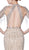 Cinderella Divine - CK838 Short Sleeve Jewel Fringed High Slit Gown In Silver and Neutral