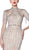 Cinderella Divine - CK838 Short Sleeve Jewel Fringed High Slit Gown In Silver and Neutral