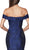 Cinderella Divine - CK849 Off Shoulder Tiered Brocade Trumpet Gown In Blue