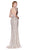 Cinderella Divine - CK865 Illusion Short Sleeve Art Deco Lace Gown In Silver and Neutral