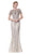 Cinderella Divine - CK865 Illusion Short Sleeve Art Deco Lace Gown In Silver and Neutral