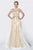 Cinderella Divine - CK877 Embroidered High Neck A-line Gown In Neutral