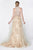 Cinderella Divine - CK877 Embroidered High Neck A-line Gown In Neutral
