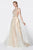 Cinderella Divine - CK877 Embroidered High Neck A-line Gown In Neutral