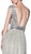 Cinderella Divine - CK892 Plunging Geo-Beaded Bodice High Slit Gown In Silver