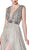 Cinderella Divine - CK892 Plunging Geo-Beaded Bodice High Slit Gown In Silver