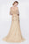 Cinderella Divine - CK896 Floral Embellished Off-Shoulder A-line Gown In Gold