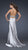 La Femme - Sophisticated Long Gown with Plunging Neckline 14743 in Silver