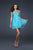 La Femme - Glittering Asymmetrical Strap Sweetheart Party Dress16060 In Blue and Gold