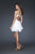 La Femme - Glittering Asymmetrical Strap Sweetheart Party Dress16060 In White and Gold