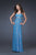 La Femme - Iridescent Strapless Sweetheart Long Sheath Dress 16189 in Blue