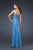La Femme - Iridescent Strapless Sweetheart Long Sheath Dress 16189 in Blue