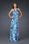 La Femme - Embellished V-Neck Long A-line Gown 16270 in Blue