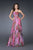 La Femme - Embellished Straight Neck A-line Dress 16373 in Multi-Color