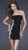 La Femme - Painted Floral-detailed Ruched Strapless Straight Neck Sheath Dress 16503 in Black