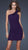La Femme - Asymmetrical Ruched Fitted Mini Dress with One Shoulder Floral Strap 16993 In Purple