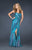 La Femme - Embellished Printed Sweetheart A-line Gown 17169 in Green and Print