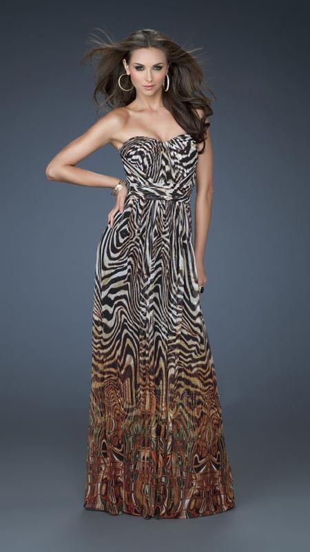 La Femme - Strapless Long Gown with Classic Drape 18142 In Multi-Color