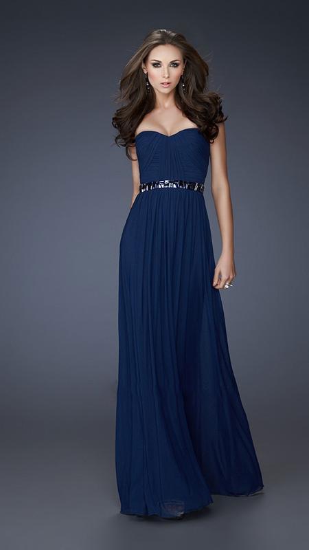 La Femme - Strapless Sweetheart Long Dress 18257 in Blue