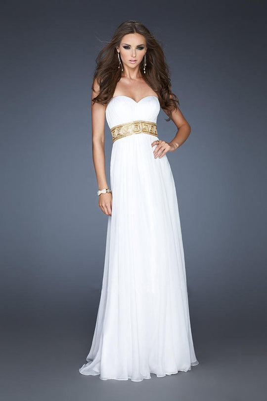 La Femme - Strapless Sweetheart Long A-Line Dress 18794 in White