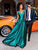 Clarisse - 3741 V Neck Corset Lace Up Back Satin Prom Dress In Green