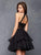 Clarisse - 3696 Two Piece Halter Tiered A-Line Cocktail Dress In Black