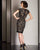 Clarisse - M6262 Cap Sleeved Lace Cocktail Dress in Black and Neutral