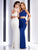 Clarisse - 4729 Beaded Halter Sheath Dress in White and Blue