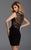 Clarisse - 2902 Fitted Bateau Back Embellished Dress in Black