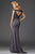 Clarisse - M6418 Off-Shoulder Stretch Satin Evening Gown in Gray