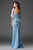 Clarisse - M6445 Lace Capelet Shimmering Evening Gown in Blue