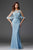 Clarisse - M6445 Lace Capelet Shimmering Evening Gown in Blue