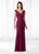 Cameron Blake - 218603 Stretch Mesh Pleated V-Neckline Formal Gown in Red