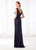 Cameron Blake - 218603 Stretch Mesh Pleated V-Neckline Formal Gown in Blue