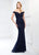 Montage by Mon Cheri - 218917 Allover Lace Off-Shoulder Trumpet Dress in Blue
