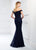 Montage by Mon Cheri - 218917 Allover Lace Off-Shoulder Trumpet Dress in Blue