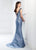 Montage by Mon Cheri - 218920W Beaded Bateau Mikado Trumpet Dress in Blue