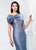 Montage by Mon Cheri - 218920 Beaded Bateau Mikado Trumpet Dress in Blue