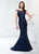 Montage by Mon Cheri - 218920W Beaded Bateau Mikado Trumpet Dress in Blue