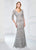 Montage by Mon Cheri - 218910W Shimmer Lace V-neck Trumpet Dress in Silver
