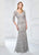 Montage by Mon Cheri - 218910 Shimmer Lace V-neck Trumpet Dress in Silver