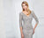 Montage by Mon Cheri - 218910 Shimmer Lace V-neck Trumpet Dress in Silver