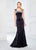 Montage by Mon Cheri - 218908 Lace Velvet Scoop Trumpet Dress in Gray