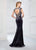 Montage by Mon Cheri - 218908 Lace Velvet Scoop Trumpet Dress in Gray